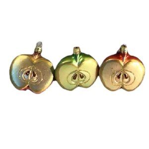 Vintage Glass Sliced Apple With Ornaments Bundle Of 3